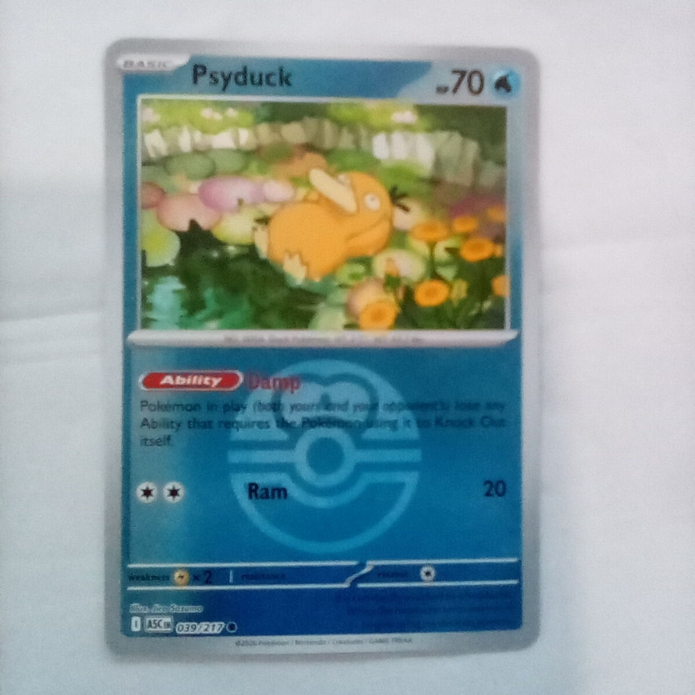 Pokemon Psyduck Blue and Yellow Card